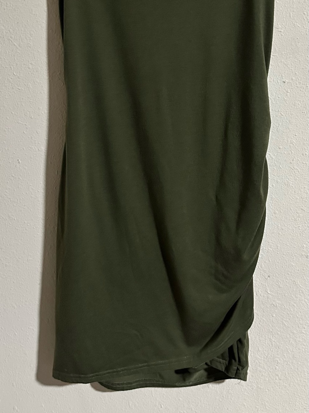 BTFBM Midi Dress in Olive Green with Rouched Side